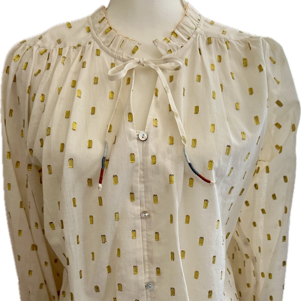 Anthropologie DOLAN off white tie blouse